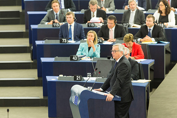 Jean-Claude Juncker at the State of the Union session in Strasbourg on September 9, 2015. Photo: European External Action Service / Flickr (CC BY-NC 2.0)