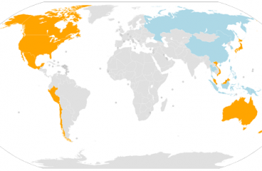 Signatories and potential others (APEC member economies) to the Trans-Pacific Partnership. Map: L.tak / Wikimedia Commons (CC BY-SA 2.0)