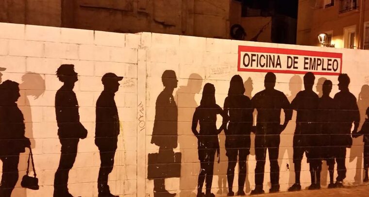 Unemployment mural on San Pablo Street in the city of Zaragoza (Spain), made by the American artist Above in 2012