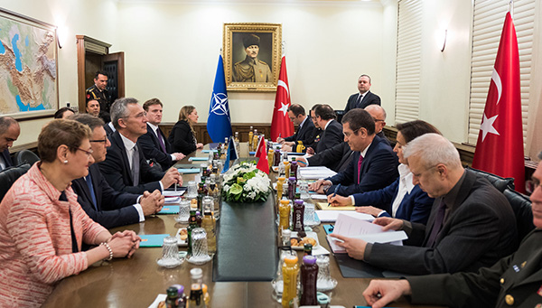 NATO Secretary General Jens Stoltenberg meets with the Minister of Defence of Turkey, Nurettin Canikli, last April. Photo: NATO (CC BY-NC-ND 2.0)