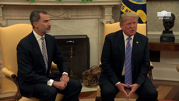 Donald Trump y Felipe VI el pasado 19 de junio en la Casa Blanca, Washington DC. Captura: The White House