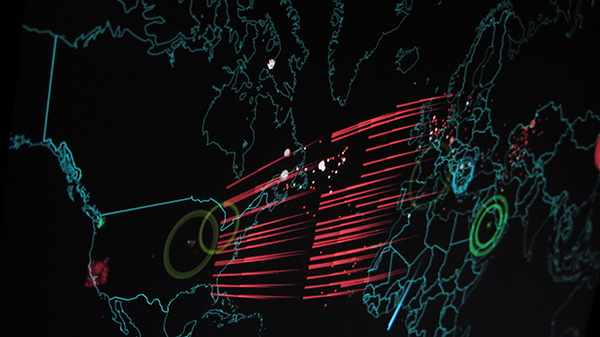 Cyber attack map by Norse Corp. Photo: Christiaan Colen (CC BY-SA 2.0)