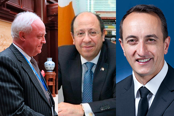 Heine, Evriviades and Sharma, digital diplomats whose use of Twitter is analysed in this publication. Photos: @jorgeheinel on Twitter, High Commission of the Cyprus in London and Department of Foreign Affairs and Trade of Australia (CC BY 3.0)