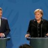 Angela Merkel y Emmanuel Macron durante una rueda de prensa el pasado domingo en Berlín. Foto: Bundesregierung