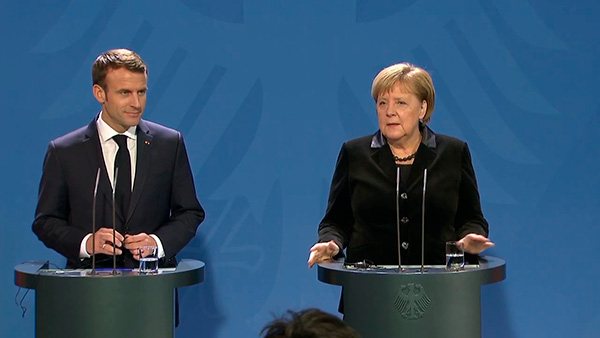 Angela Merkel y Emmanuel Macron durante una rueda de prensa el pasado domingo en Berlín. Foto: Bundesregierung