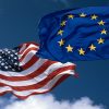 Banderas Estados Unidos y la Unión Europea. Foto: Emma Muñoz Descalzo / ©Real Instituto Elcano