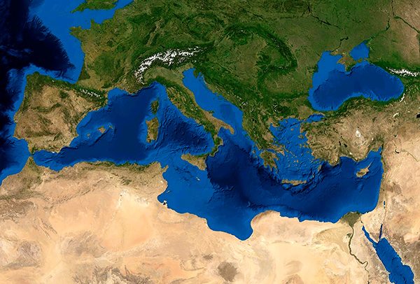 Satellite image of the Mediterranean sea. Image: NASA (Public domain)