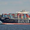 Spain’s continuing export boom. Hanjin Spain freighter in Cuxhaven (Germany).