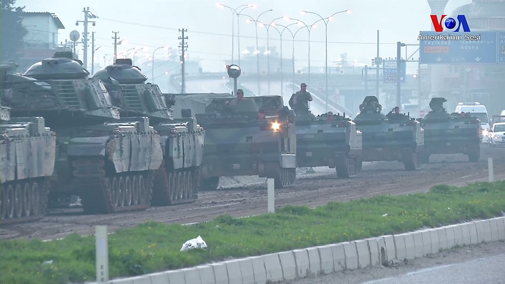 Guerra civil en Siria, tercer acto: la invasión turca. Tanques del ejército de Turquía durante la operación Rama de Olivo en Afrin
