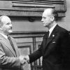Viacheslav Molotov (left) and Joachim von Ribbentrop (right) after the signing of the Treaty of Friendship between the Soviet Union and Germany (28 September 1939). A month before they signed the Molotov-Ribbentrop pact. Photo: фонд ЦГАКФД (Wikimedia Commons / Public domain)