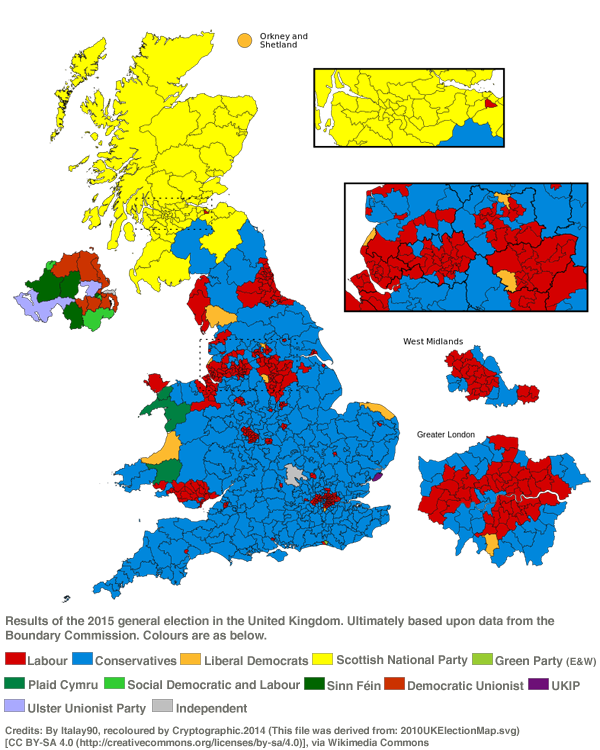 Results of the 2015 general election in the United Kingdom / Wikimedia Commons. Elcano Blog