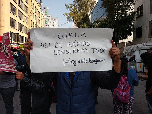 Protestas contra Ley de Seguridad Interior ante el Senado de la República en México (diciembre de 2017). Foto: ProtoplasmaKid (trabajo propio) vía Wikimedia Commons (CC BY-SA 4.0). Blog Elcano
