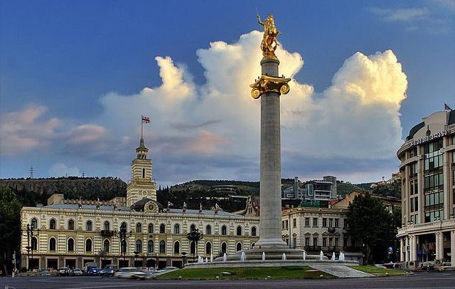 By George Kvizhinadze from Tbilisi, Georgia (Tavisupleba square. Monument of St. George) [CC-BY-SA-2.0 (http://creativecommons.org/licenses/by-sa/2.0)], via Wikimedia Commons
