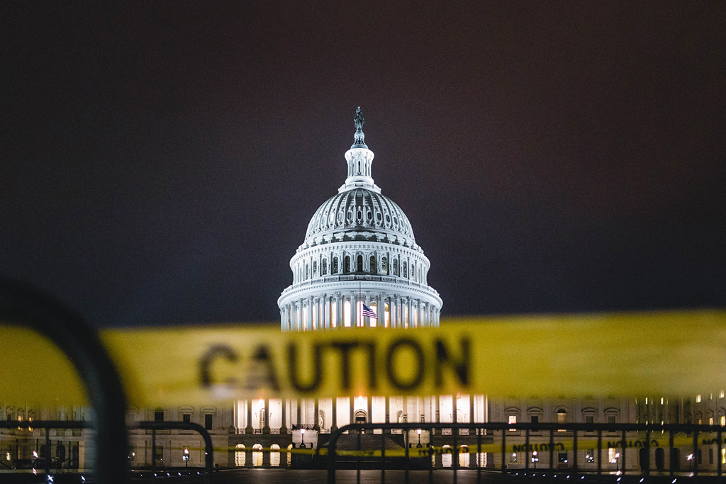 The world has changed for Biden (and for everyone). Caution tape at the United States Capitol. Photo: Andy Feliciotti (@someguy)