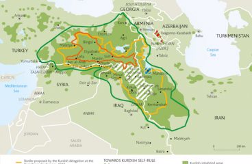 Kurdistan borders. Créditos: Philippe Rekacewicz vía Le Monde Diplomatique (English Edition). Blog Elcano