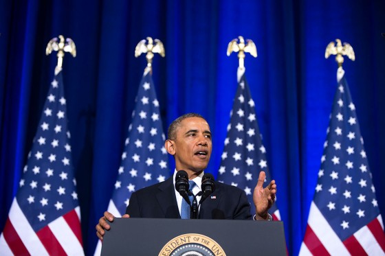 President Barack Obama delivers remarks presenting the outcome of the Administration's review of the NSA and U.S. signals intelligence programs
