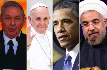 Raúl Castro, el Papa Francisco, Barack Obama y Hassan Rouhani. Blog Elcano