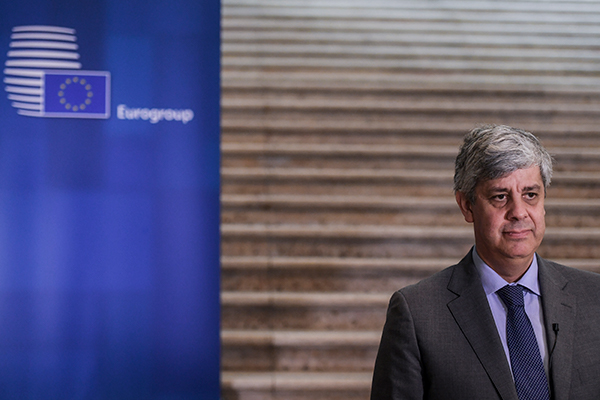 Mário Centeno, presidente del Eurogroupo durante la video conferencia del pasado 9 de abril. Foto: ©European Union, 2020