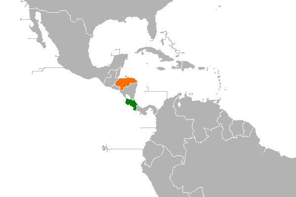 Mapa de Honduras y Costa Rica. Mapa: Fobos92 / Wikimedia Commons (CC BY-SA 4.0)
