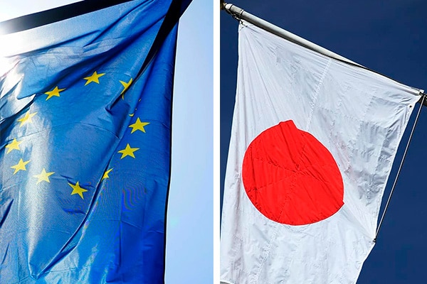 EU and Japan flags. Photo: Elcano Royal Institute