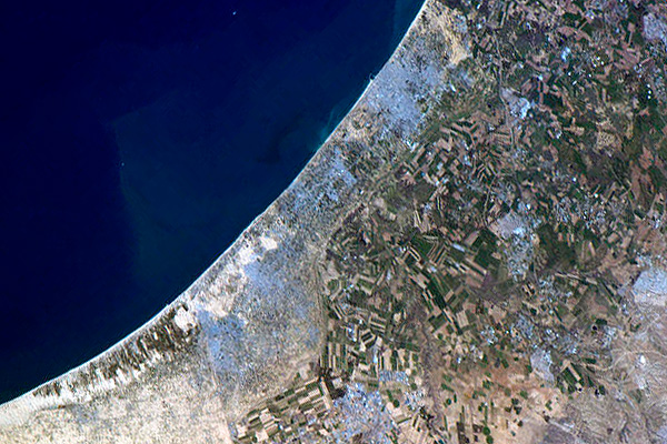 La franja de Gaza desde el espacio. Foto: NASA/Chris Hadfield (dominio público)