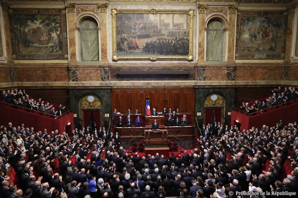 Discurso del presidente de Francia François Hollande ante el Congreso reunido en Versalles, tras los atentados en París (16/11/2014). Foto: © Présidence de la Réplique française. Blog Elcano