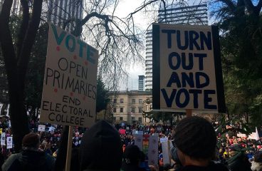 Trump thrives on polarisation. Portland Impeachment March in 2017. Photo: MB298 (CC BY-SA 2.0)