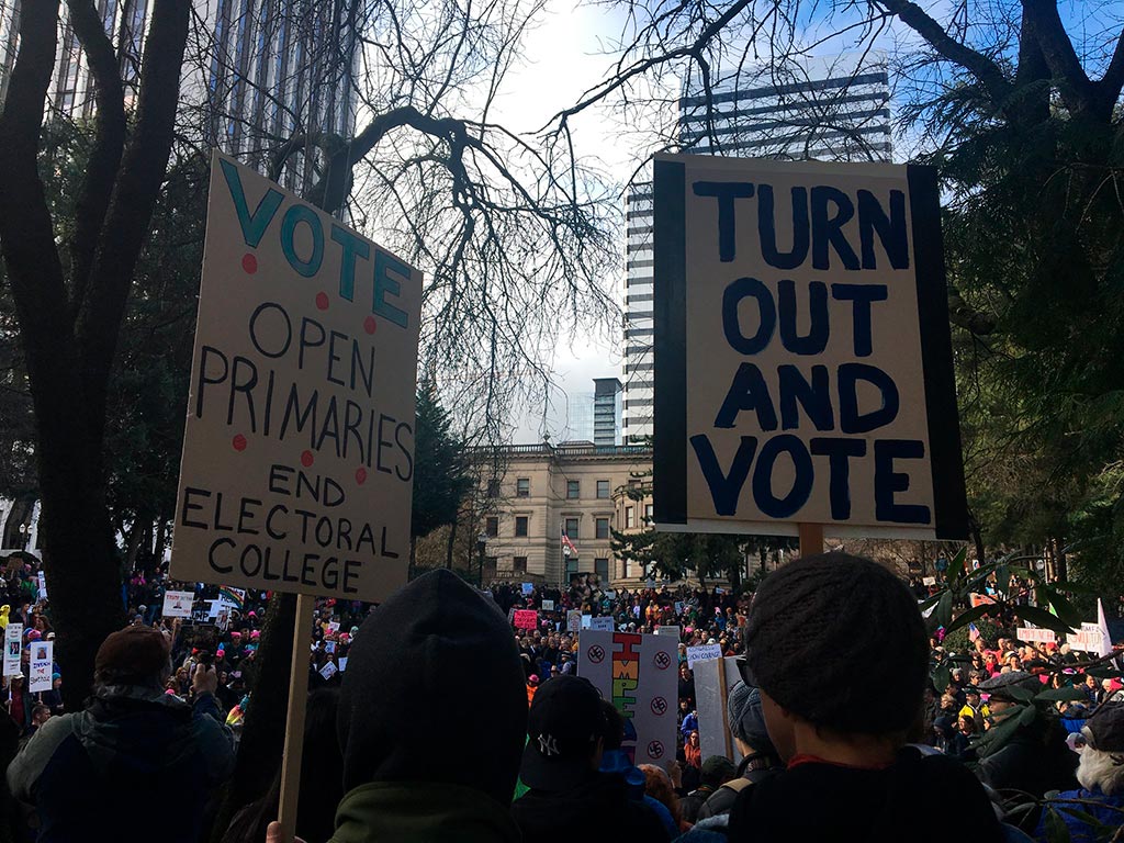 Trump thrives on polarisation. Portland Impeachment March in 2017. Photo: MB298 (CC BY-SA 2.0)