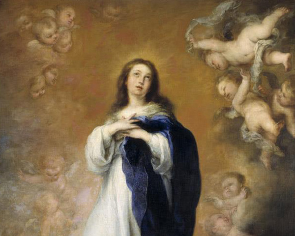Detalle de la Inmaculada Concepción de los Venerables, B. E. Murillo. Museo del Prado.