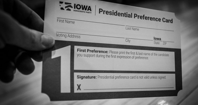 Boleta de votación del Partido Demócrata en el caucus de Iowa (distrito electoral Des Moines 61). Foto: Phil Roeder (CC BY 2.0). Blog Elcano