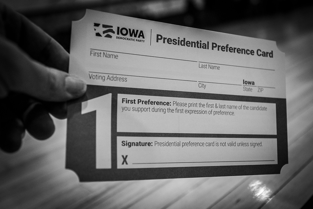 Boleta de votación del Partido Demócrata en el caucus de Iowa (distrito electoral Des Moines 61). Foto: Phil Roeder (CC BY 2.0). Blog Elcano