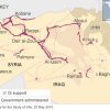 Zonas de control e influencia de Daesh en Irak y Siria a 20/5/2015. Fuente: Institute for the Study of War vía BBC.com