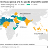 Núcleos de Estado Islámico y al-Qaeda (organizaciones del yihadismo global) en el mundo. Fuente: BBC.com (basado en datos de US Intelligence Community, 2018). Blog Elcano