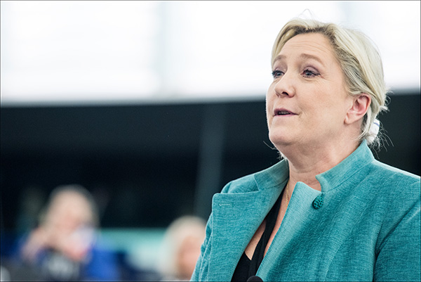 Marine Le Pen, candidata a la presidencia de Francia, el año pasado en el Parlamento Europeo. Foto: © European Union 2016 - European Parliament (CC BY-NC-ND 2.0)