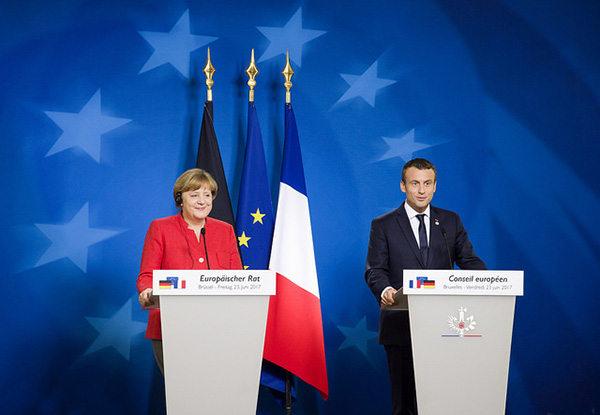Angela Merkel y Emmanuel Macron en el Consejo Europeo (junio 2017). Foto: European Council (CC BY-NC-ND 2.0). Blog Elcano