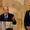 Michel Aoun (izquierda) y Saad Hariri (derecha) durante la conferencia de prensa del pasado 20 de octubre. Fuente: Euronews. Blog Elcano