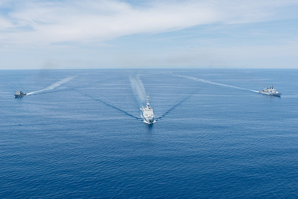 Patrulla de la operación Sea Guardian de la OTAN en el mar Mediterráneo el pasado 30 de mayo. Foto: NATO
