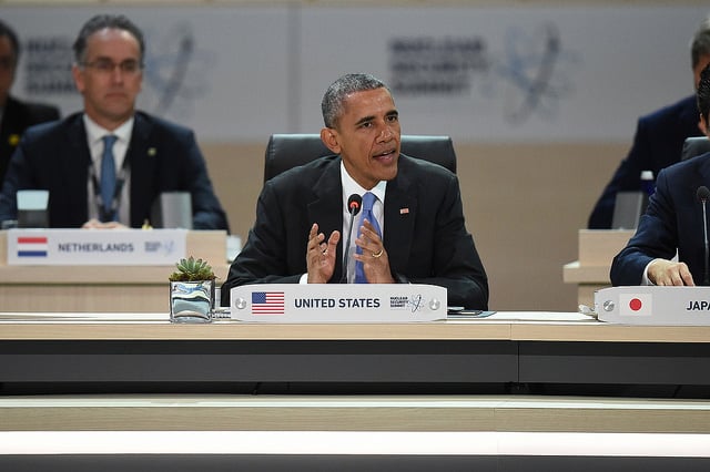 Intervención del presidente de EEUU Barack Obama en la sesión plenaria de la Cumbre sobre Seguridad Nuclear 2016. Foto: Ben Solomon / U.S. Department of State - Nuclear Security Summit / Flickr. Blog Elcano