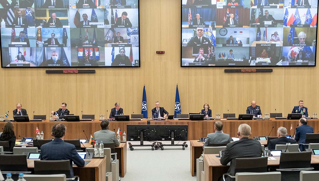 COVID-19: ¿amenaza u oportunidad para la OTAN? Reunión del Consejo del Atlántico Norte de la OTAN en la sesión de Ministros de Defensa por teleconferencia (15/4/2020). Foto: NATO North Atlantic Treaty Organization (CC BY-NC-ND 2.0)