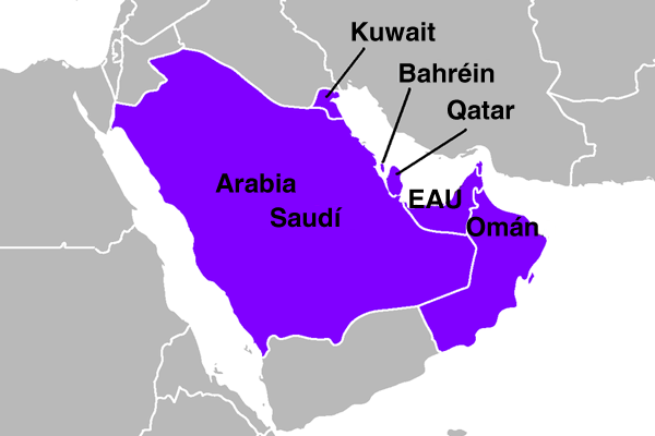 "Persian Gulf Arab States english" by Original uploader was SpLoT at en.wikipedia Later version(s) were uploaded by Jrockley at en.wikipedia. - Transferred from en.wikipedia. Licensed under Public Domain via Wikimedia Commons.