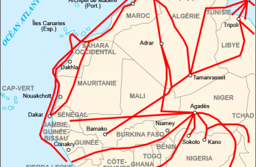 Migration routes from West Africa to Europe. Map: historicair / Wikimedia Commons (CC BY-SA 3.0)