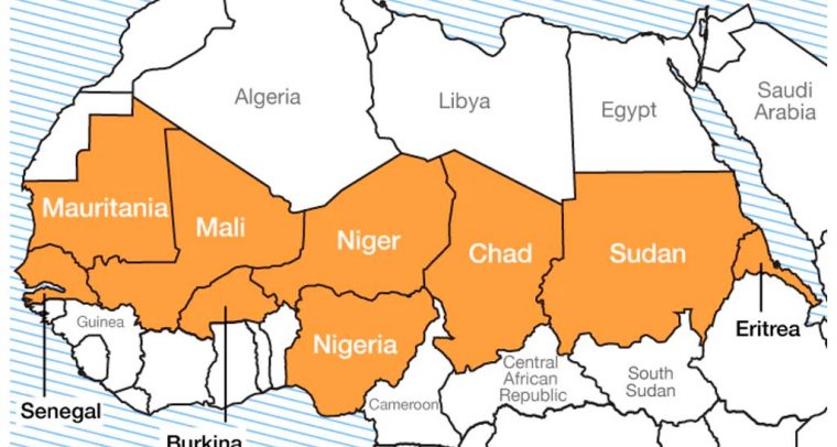 Mapa de los países de la región del Sahel. Créditos: The Conversation / Zenobia Ahmed (CC BY-SA). Blog Elcano