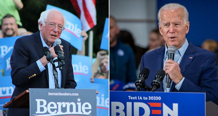 Los candidatos demócratas Joe Biden y Bernie Sanders, principales protagonistas del último supermartes. Fotos: Jackson Lanier (Wikimedia Commons / CC BY-SA 4.0) y Phil Roeder (CC BY 2.0). Blog Elcano