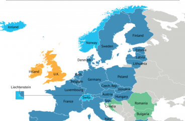 Mapa del espacio Schengen en Europa. Fuente: DG Migración y Asuntos de Interior - Comisión Europea vía Stratfor. Blog Elcano