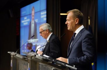 Donald Tusk (President of the European Council) and Jean-Claude Juncker (President of the European Commission) at the press conference of the Special meeting of the European Council (Art. 50) in Brussels (10/4/2019). Photo: © European Union.