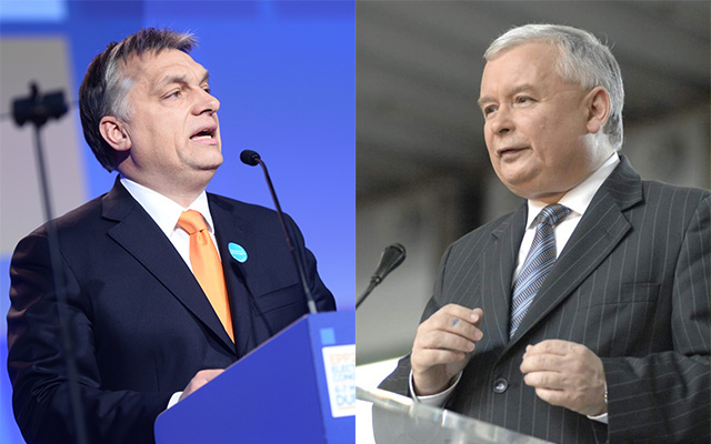 A la izquierda, Viktor Orbán, primer ministro de Hungría, y Jaroslaw Kaczynski, líder del partido Ley y Justicia. Fuente: Wikipedia. Blog ElcanoElcano