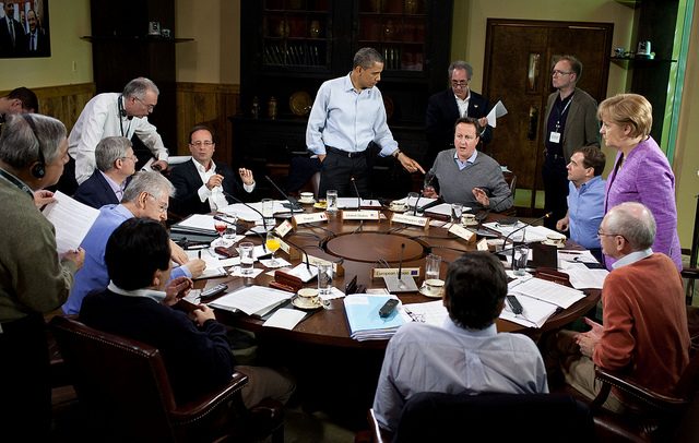 President Barack Obama participates in a G8 Summit working session. The White House. Elcano Blog