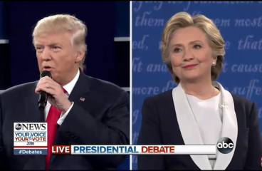 Hillary Clinton and Donald Trump at the second US Presidential Election Debate 2016. Source: ABC News. Elcano Blog
