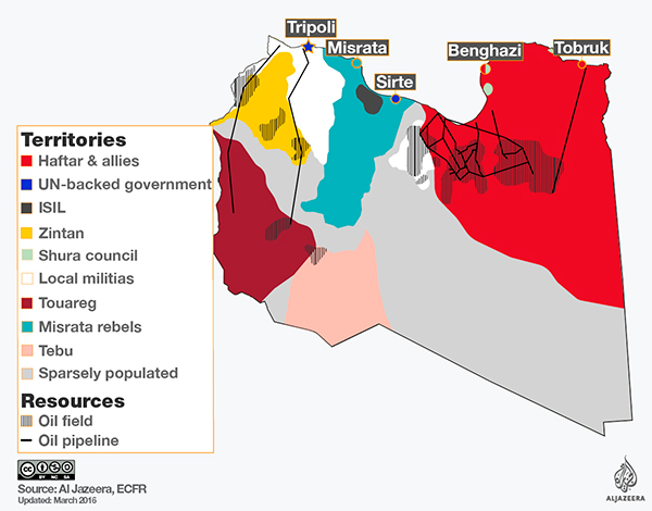 Libya: who controls what. Source: Al Jazeera (CC BY-NC-SA). Elcano Blog