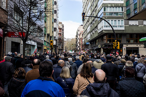Demonstration in defence of pensions in Gijón (March 2018). Photo: David Álvarez López (CC BY 2.0). Elcano Blog